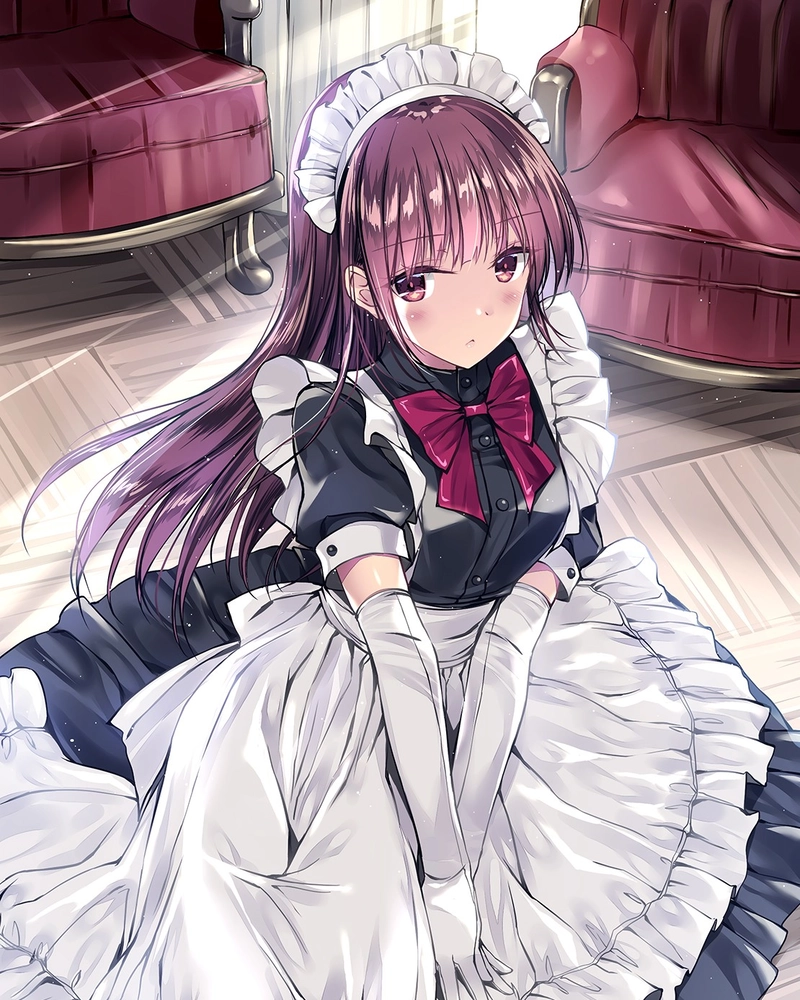 Ảnh nhân vật anime cô gái hầu gái tóc tím dễ thương