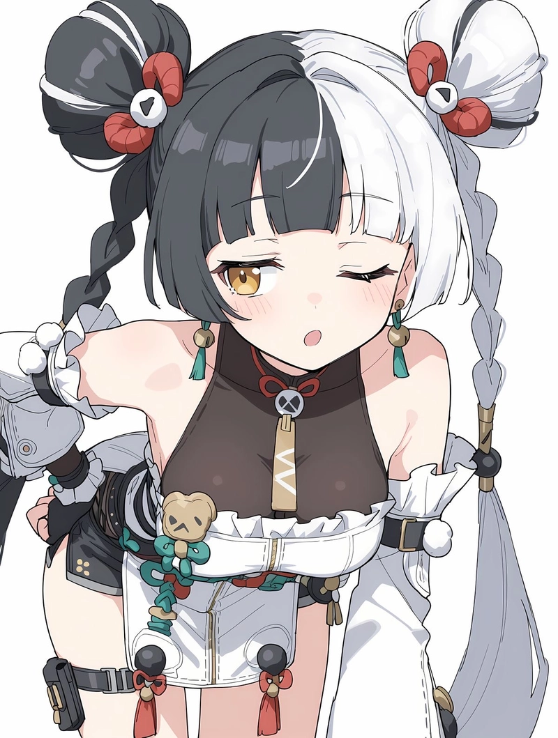 Ảnh nhân vật anime cô gái tóc hai màu đen trắng ngầu