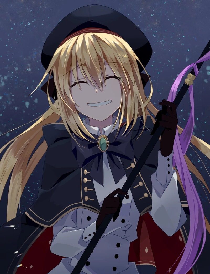 Ảnh nhân vật anime cô gái tóc vàng đội mũ đen ngầu