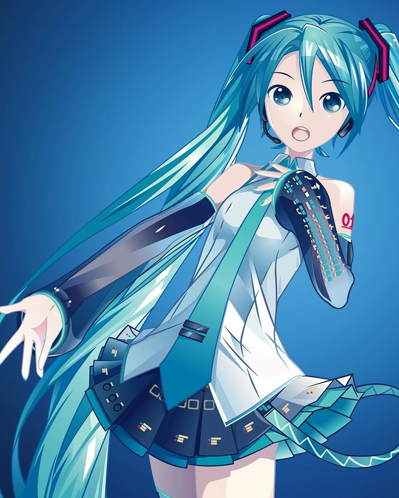 Ảnh nhân vật anime cô gái tóc xanh trang phục mùa đông