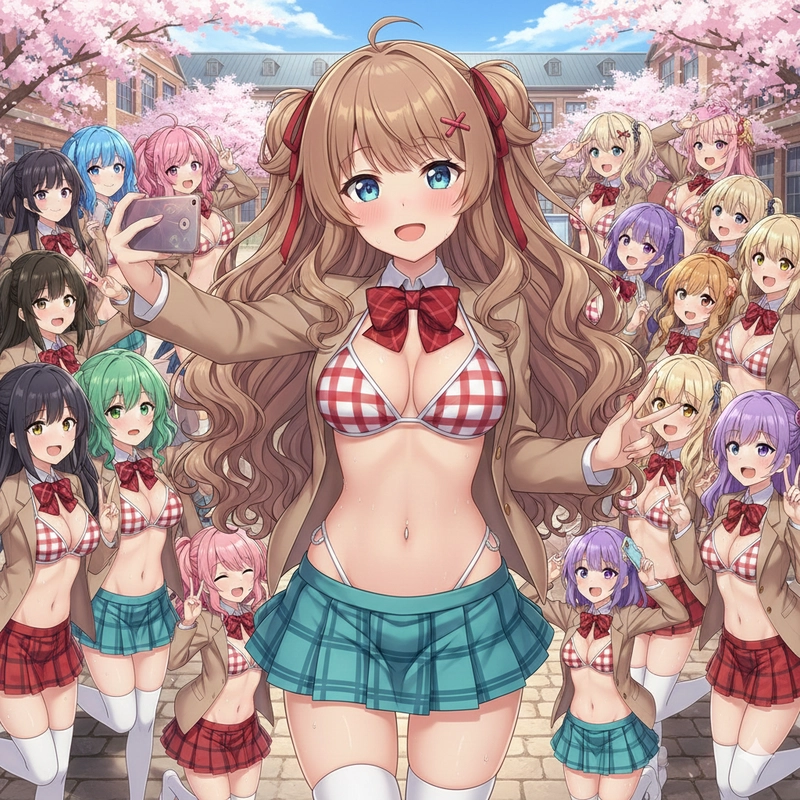 Cô gái anime nhóm nhạc thần tượng bikini bãi biển