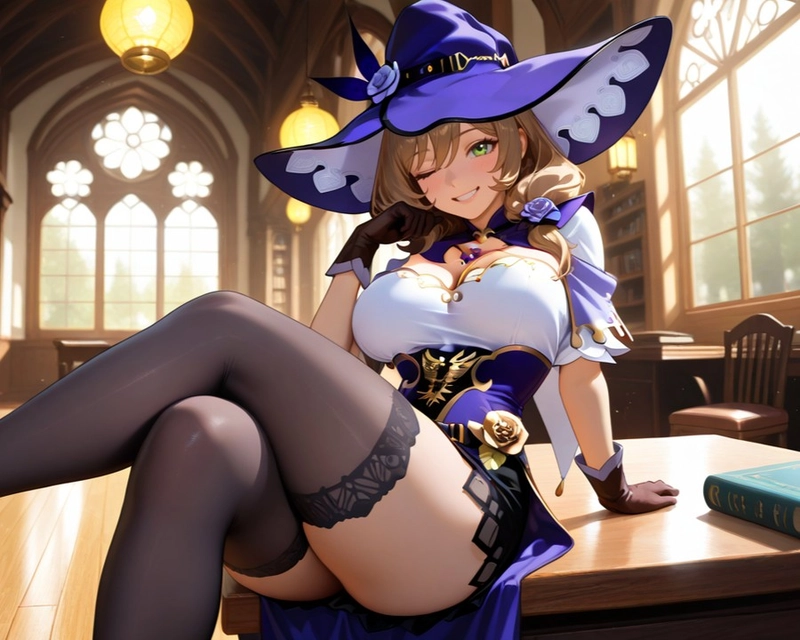 Genshin impact sexy nữ phù thủy mặc váy ngắn r43