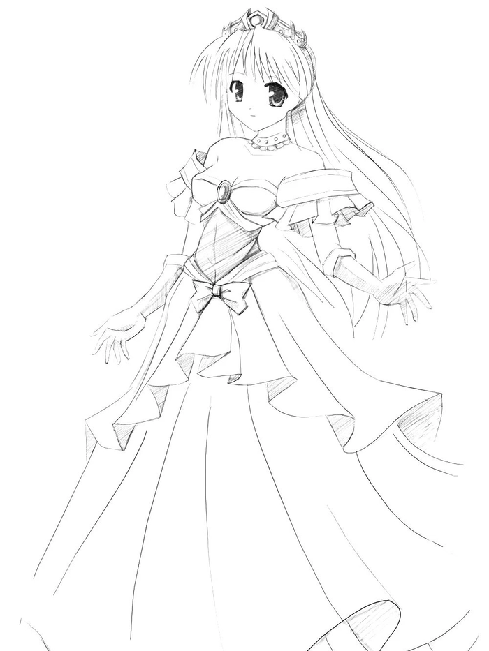 Hình vẽ công chúa bước đi nhẹ nhàng thanh thoát quyến rũ