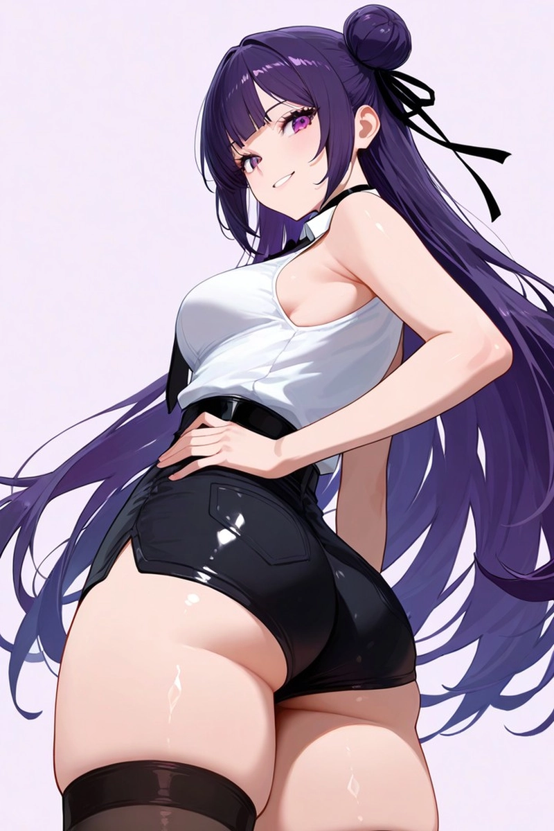 Raiden Shogun art mặc quần short ngắn khoe chân dài r43