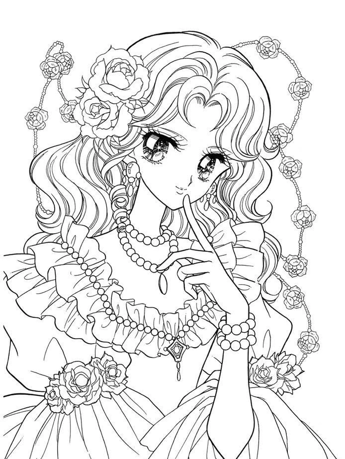 Tranh tô màu công chúa trang sức lấp lánh kiêu sa sang trọng
