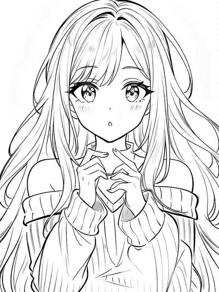 Vẽ công chúa anime hai tay chắp trước ngực rất dễ thương
