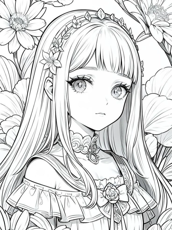 Vẽ công chúa anime khung cảnh thiên nhiên thơ mộng đẹp tuyệt