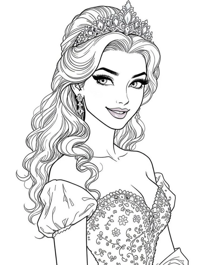 Vẽ công chúa anime mặc váy dạ hội lộng lẫy kiêu sa