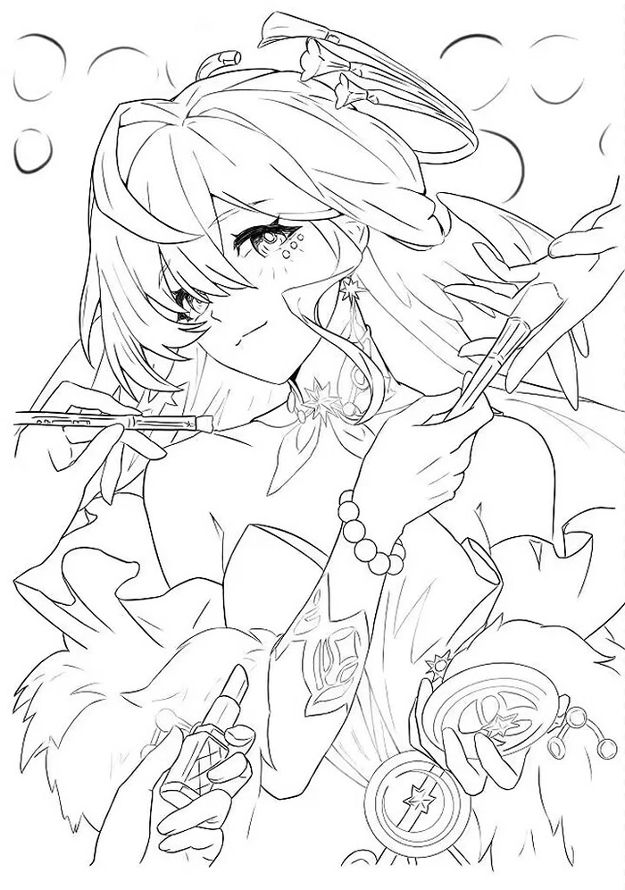 Vẽ công chúa anime tóc dài cài hoa xinh đẹp dịu dàng