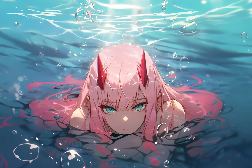 ảnh anime rơi xuống nước ban đêm