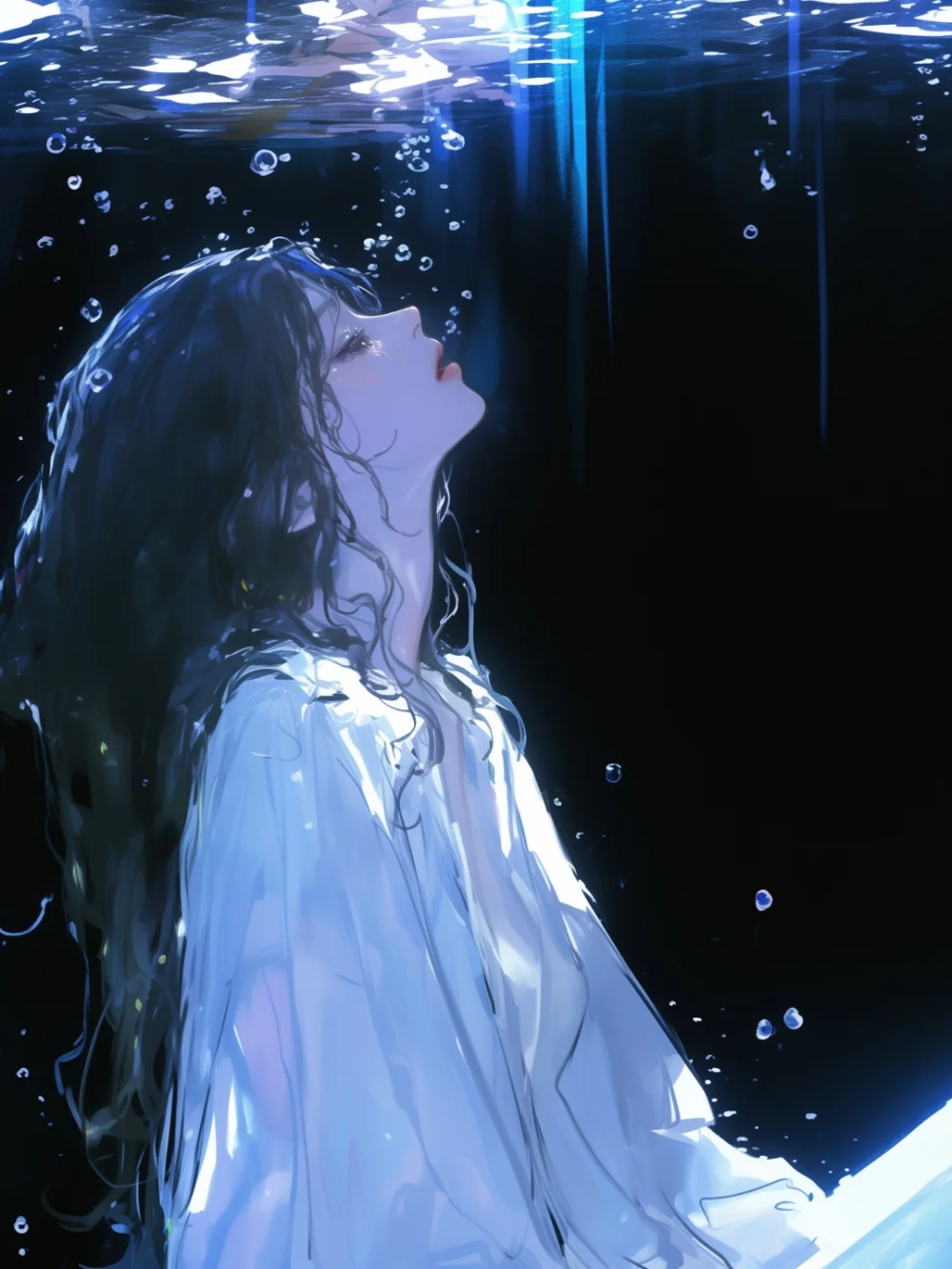 ảnh anime rơi xuống nước cảm xúc