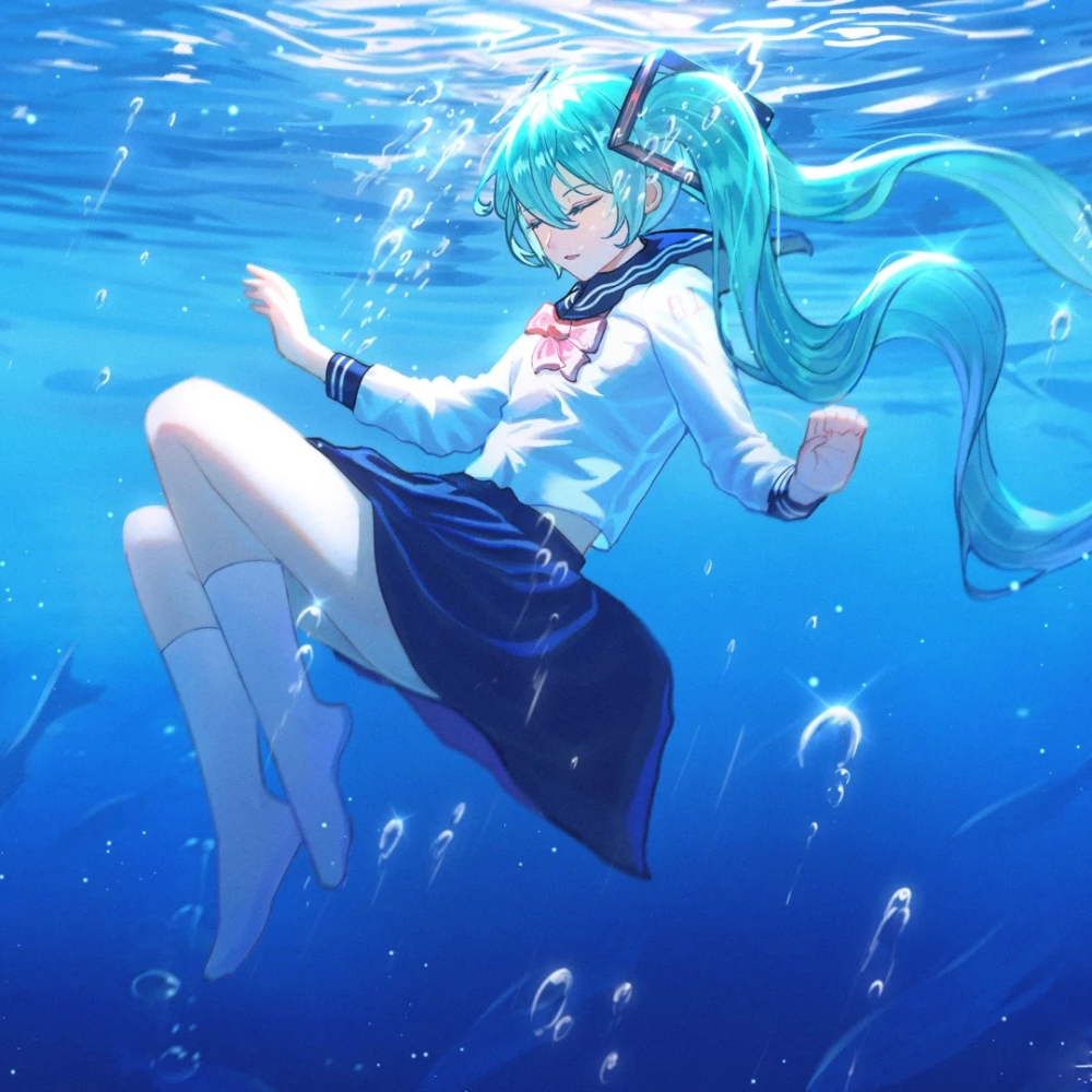 ảnh anime rơi xuống nước cô đơn