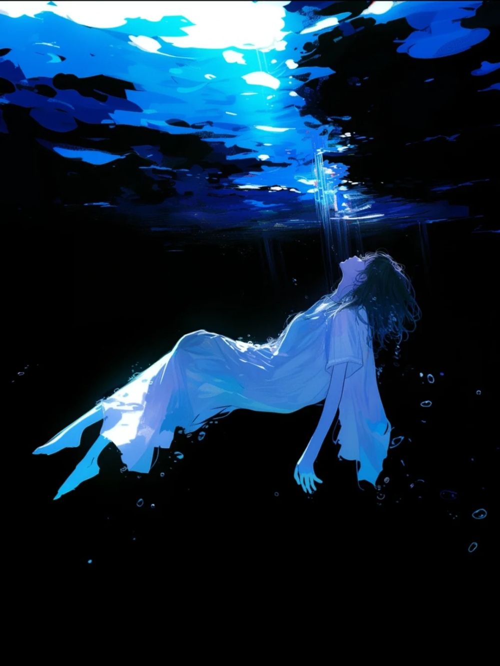 ảnh anime rơi xuống nước dưới mưa