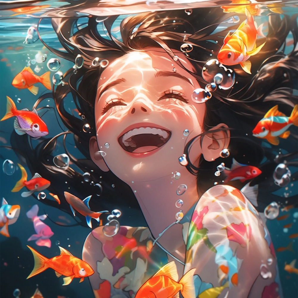 ảnh anime rơi xuống nước giữa hồ