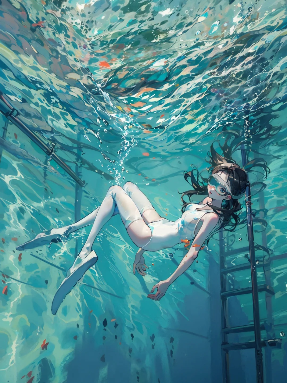 ảnh anime rơi xuống nước góc nhìn buồn