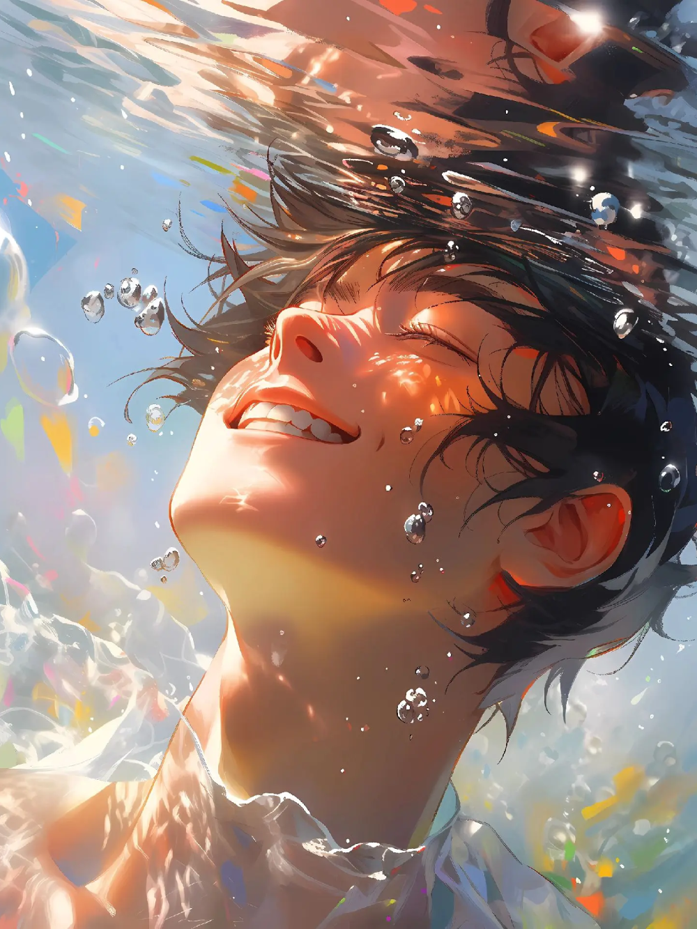 ảnh anime rơi xuống nước phong cách buồn