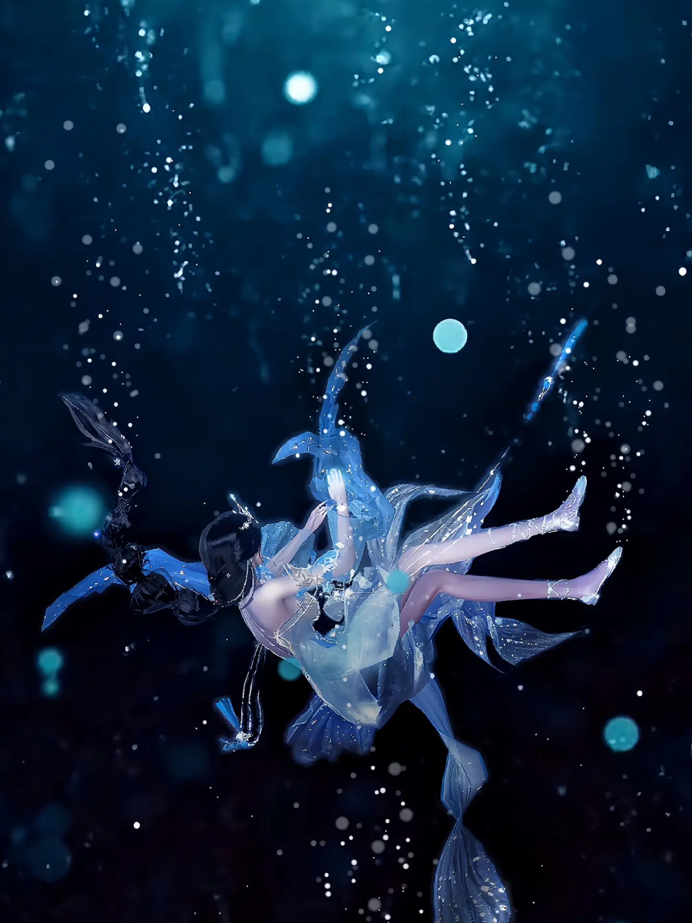 ảnh anime rơi xuống nước tâm trạng