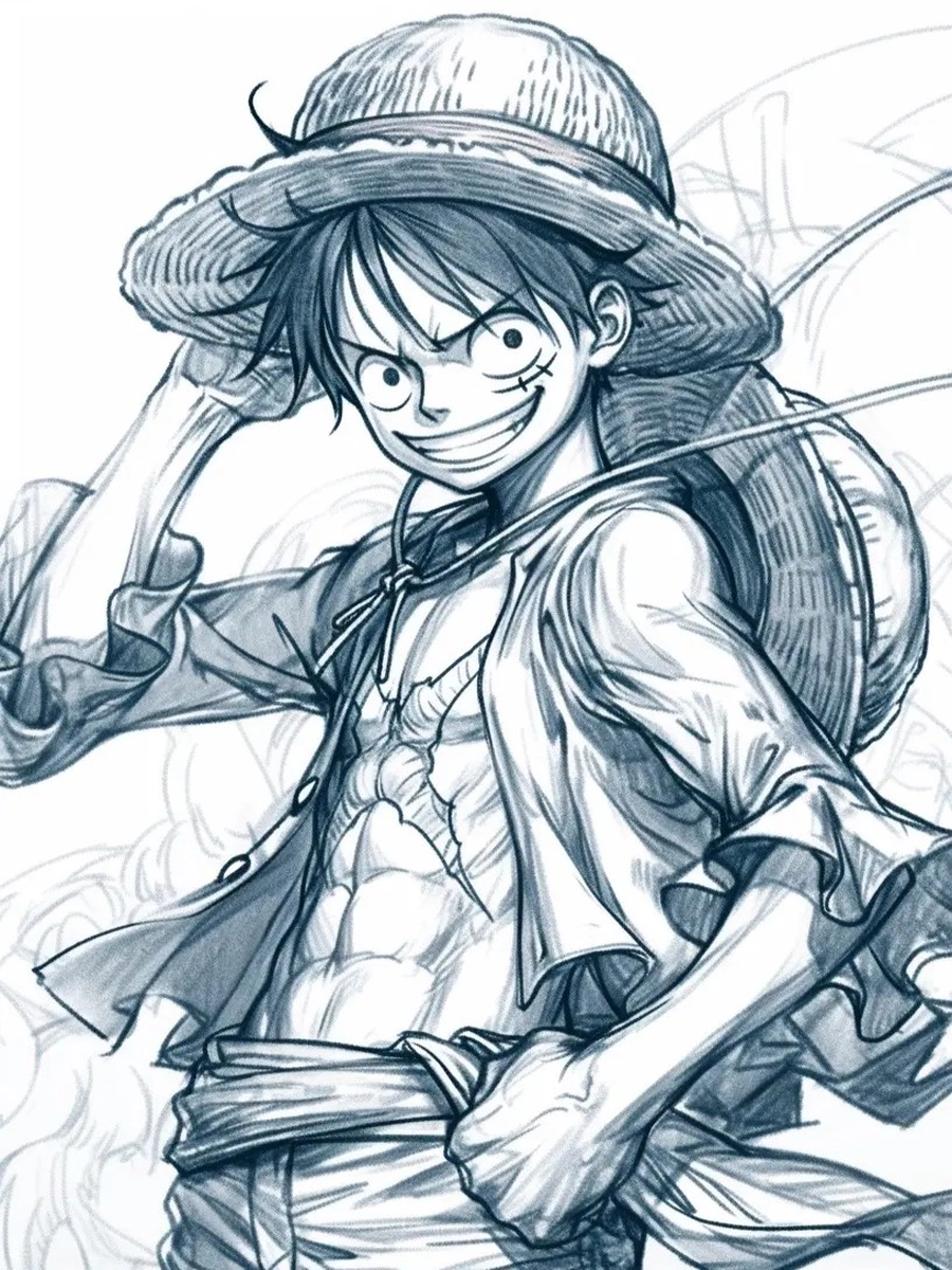 ảnh vẽ anime luffy bản vẽ tay