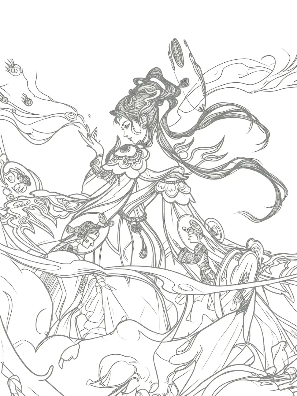 ảnh vẽ tranh anime cổ trang nhân vật nữ