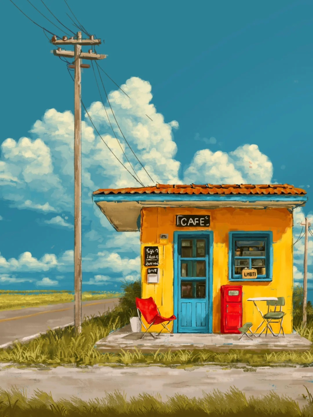 ảnh vẽ tranh phong cảnh anime đơn giản