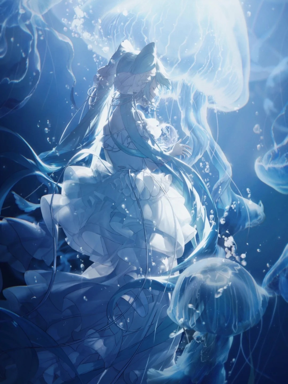 anime rơi xuống nước ban đêm