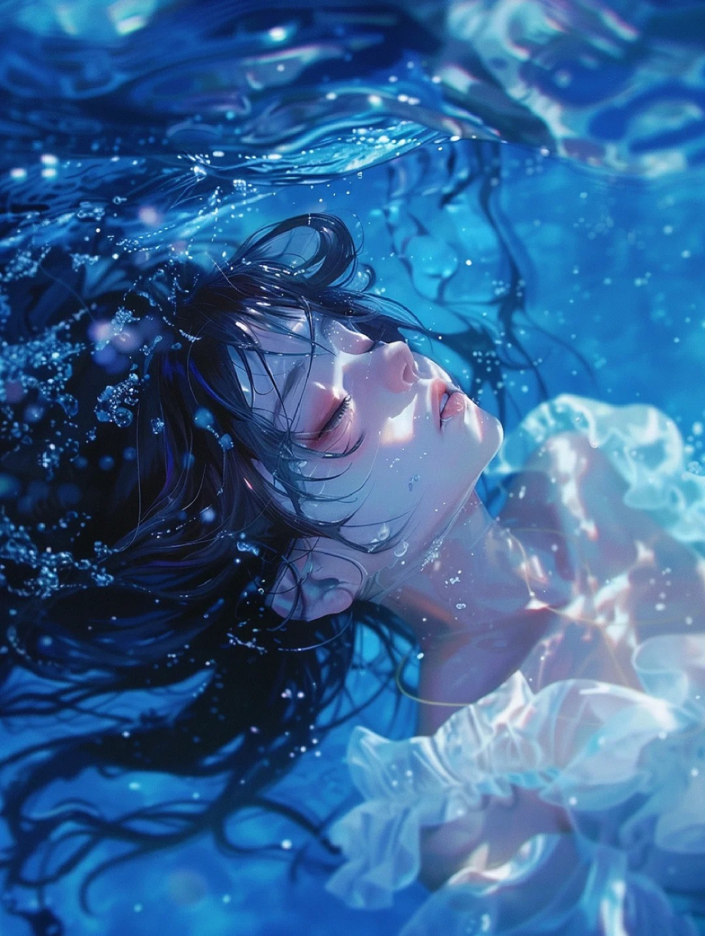 anime rơi xuống nước lặng lẽ