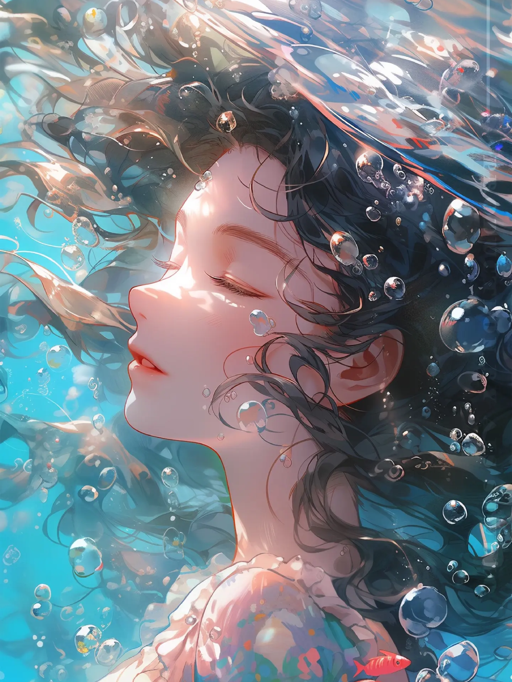 anime rơi xuống nước trong mưa