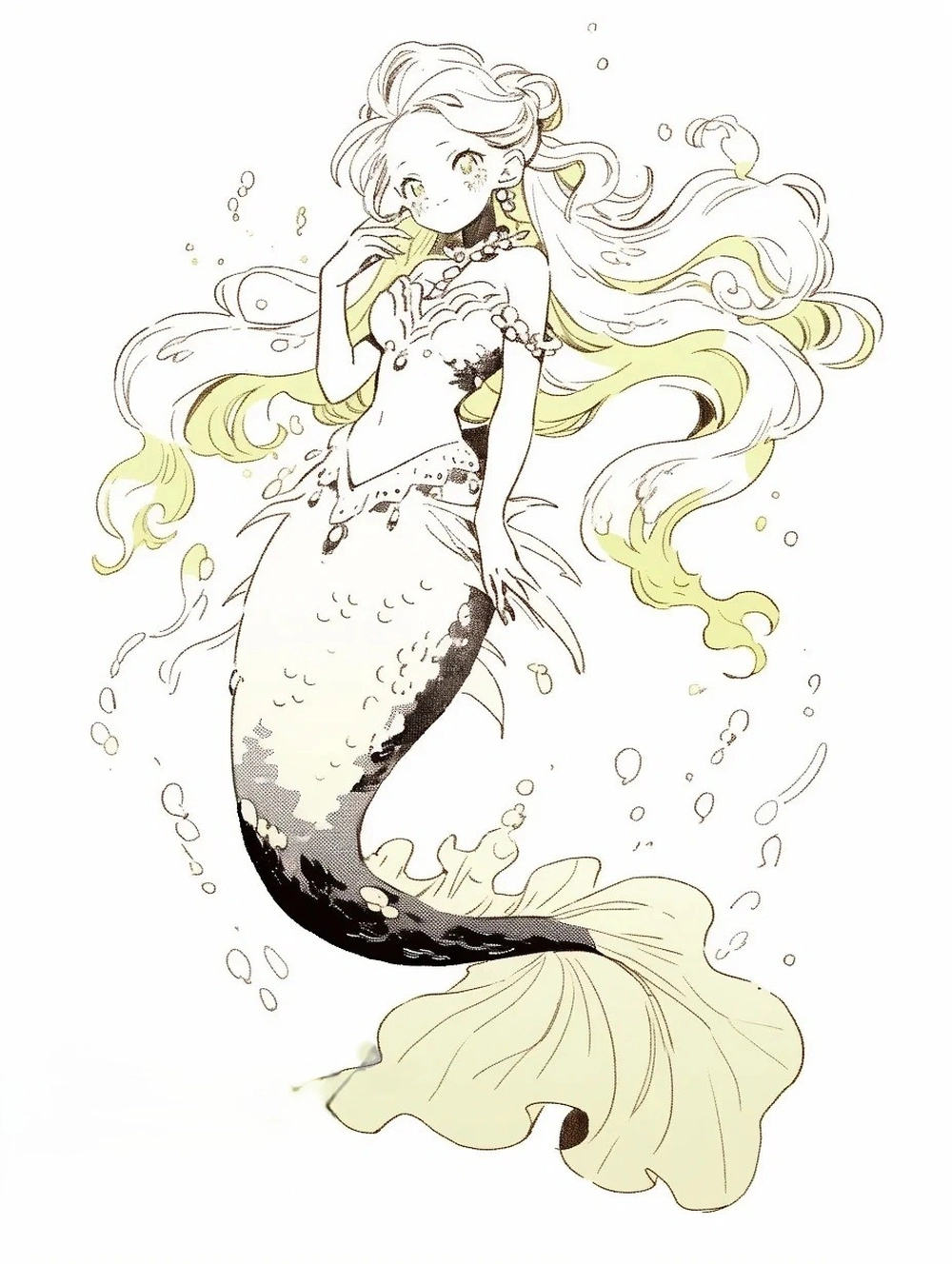 cách vẽ nàng tiên cá anime từng bước