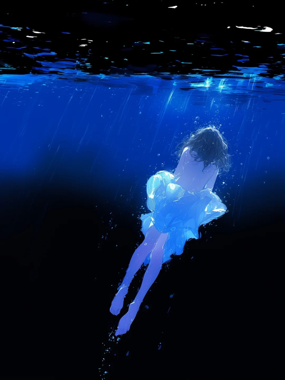 cảnh ảnh anime rơi xuống nước