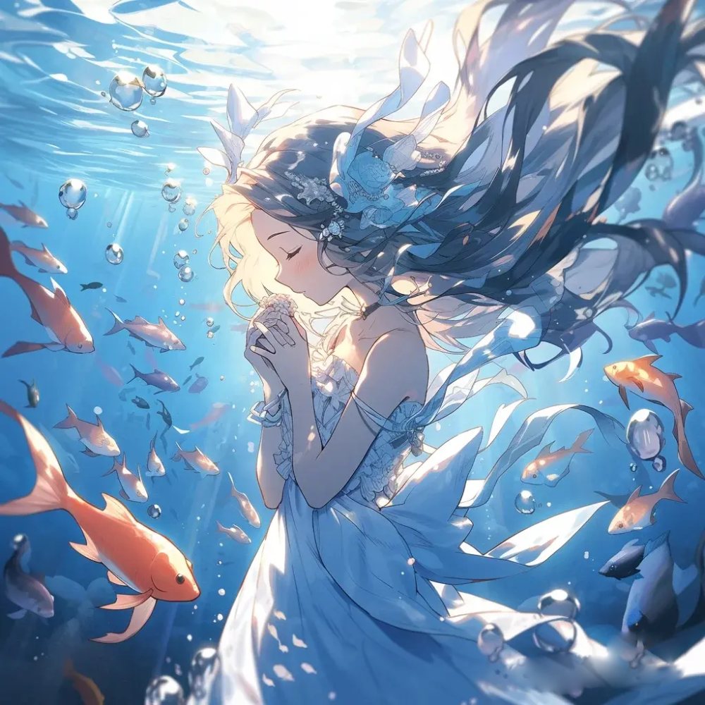 cảnh anime rơi xuống nước