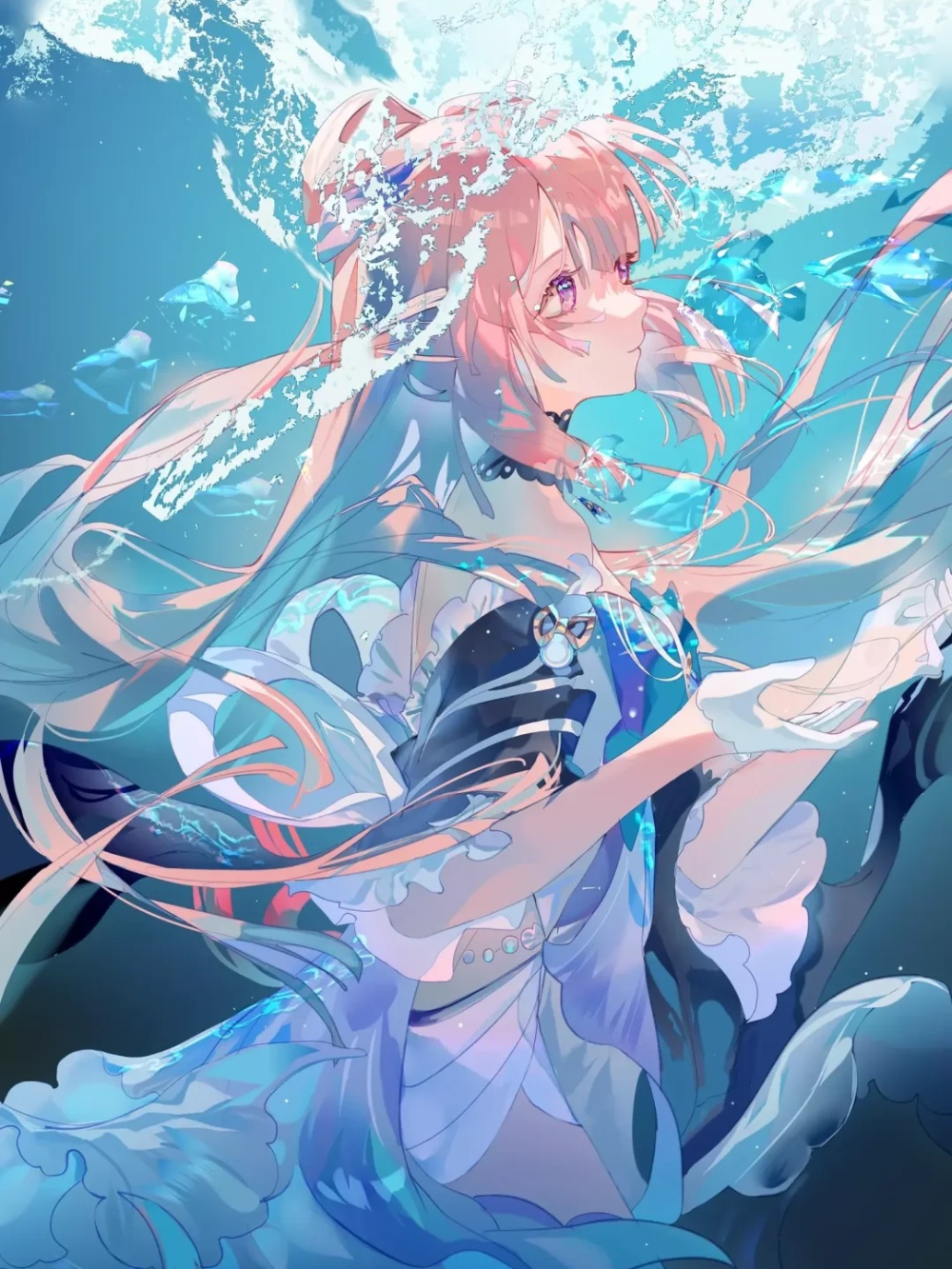 cảnh buồn ảnh anime rơi xuống nước