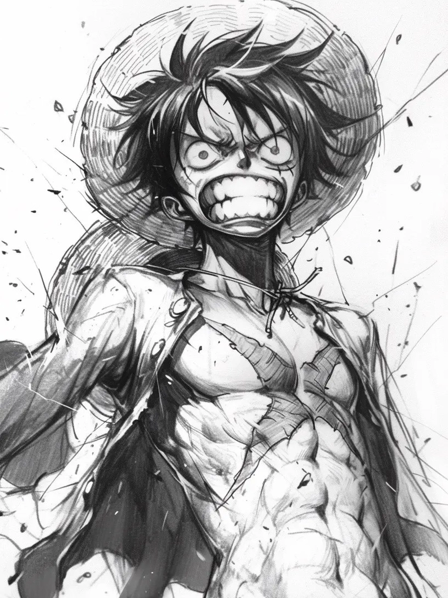 hình anime luffy vẽ độc đáo