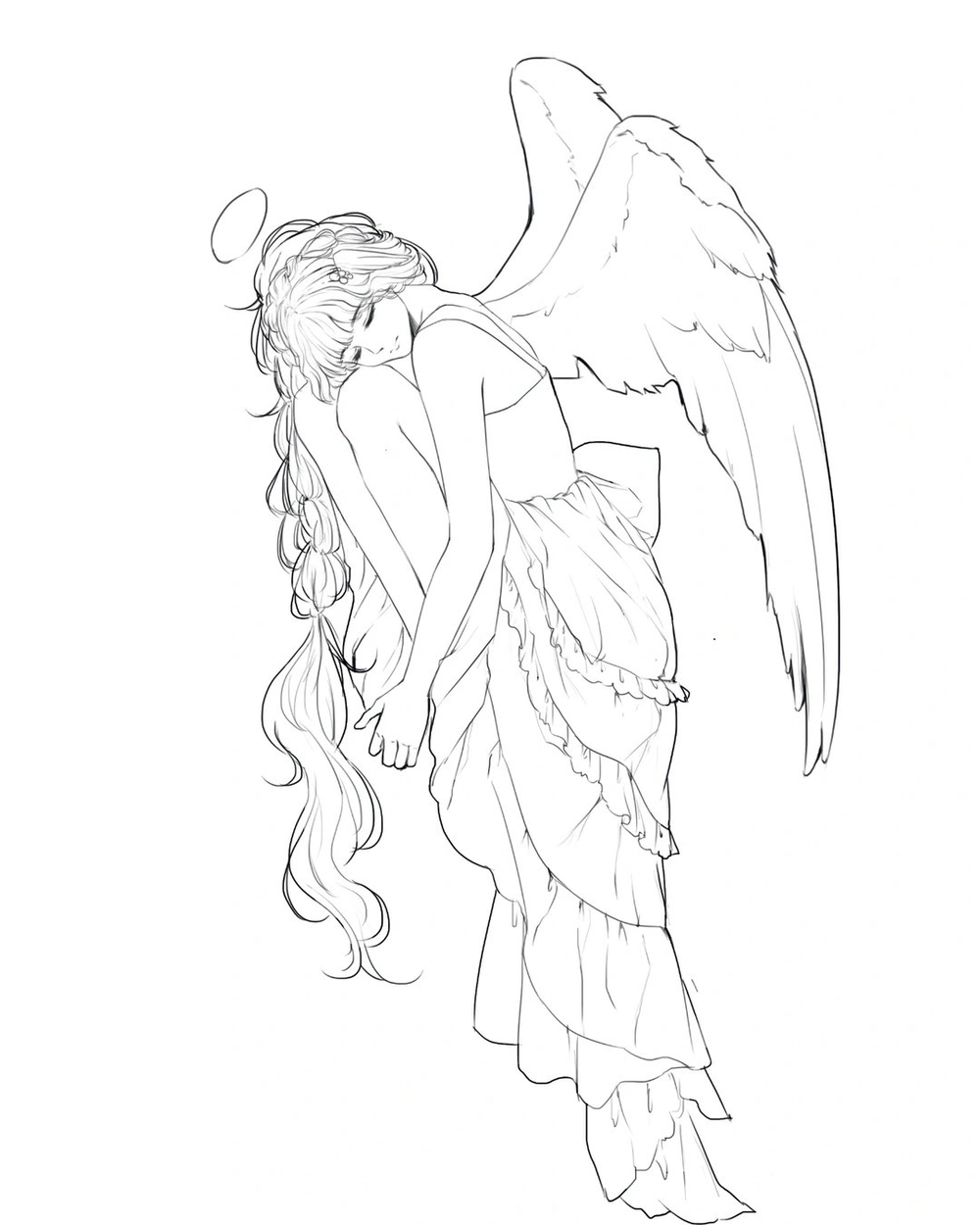 hình minh họa vẽ thiên thần sa ngã buồn