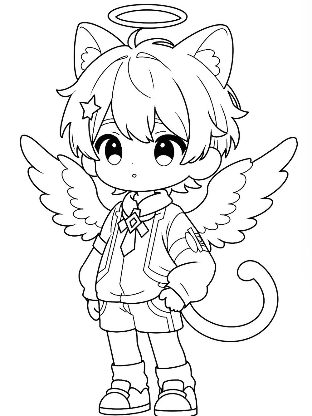 hình phác thảo vẽ thiên thần đơn giản cho người mới