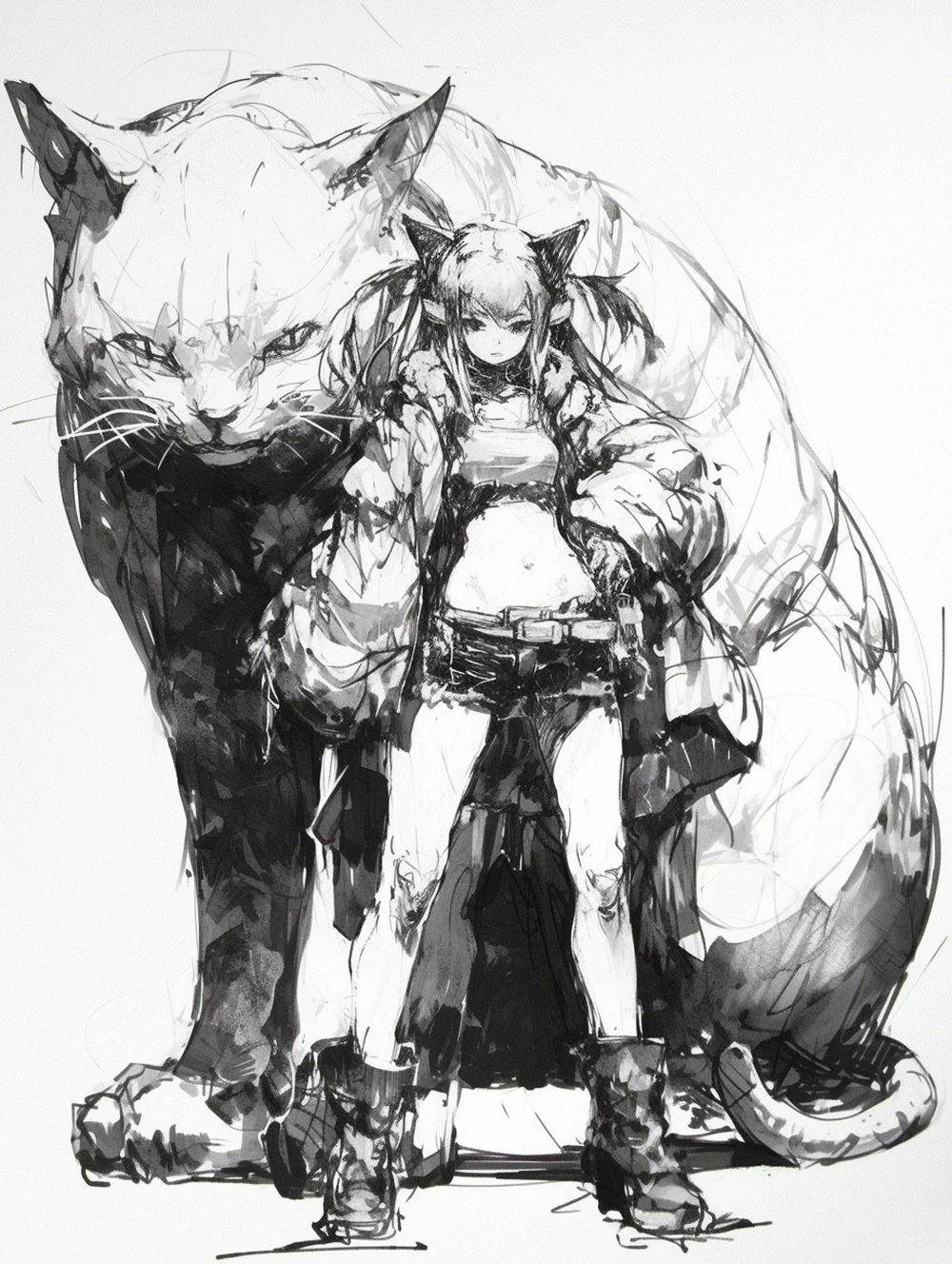 hình vẽ con mèo anime chibi cute