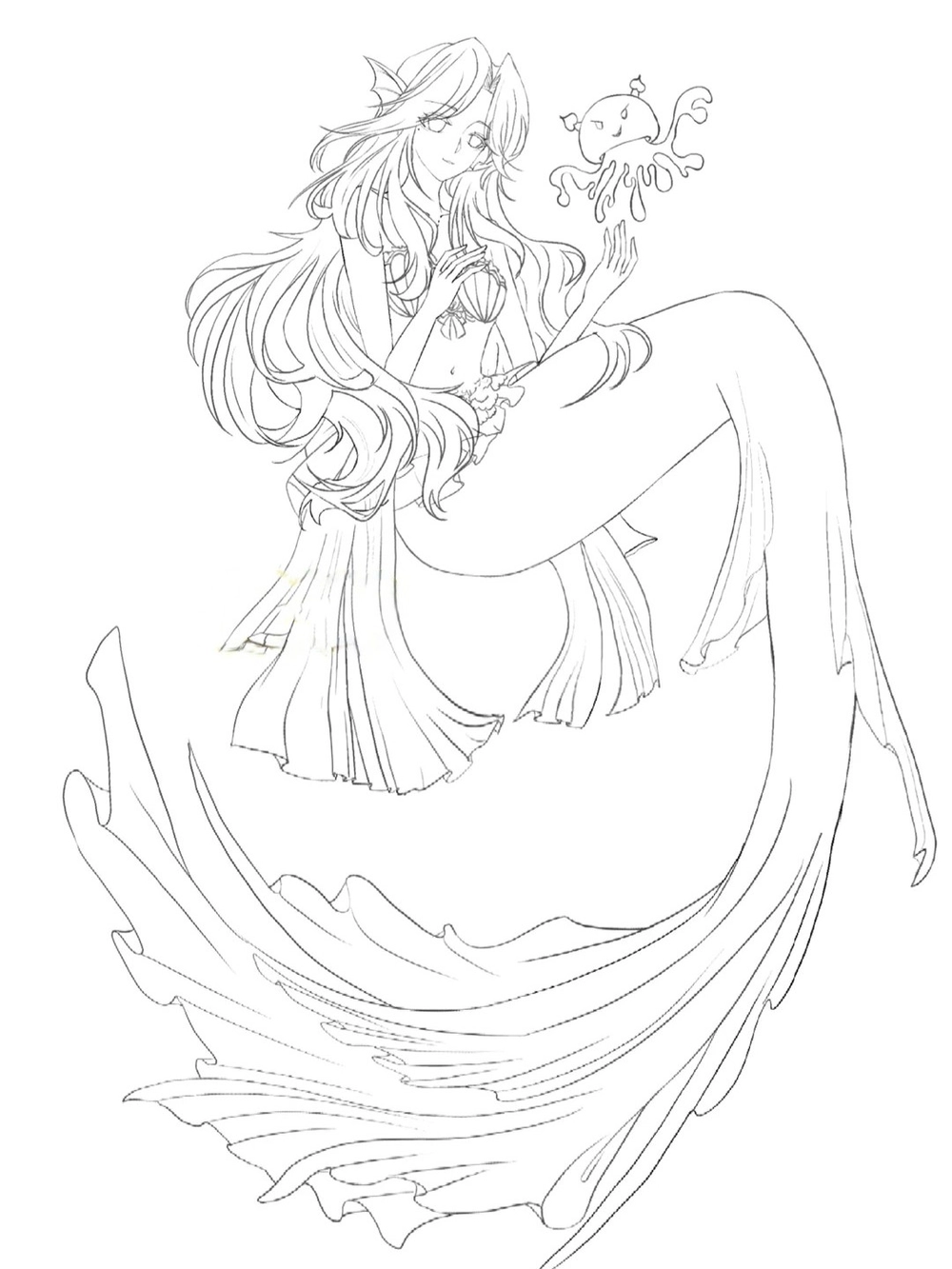 style vẽ nàng tiên cá Cute chibi