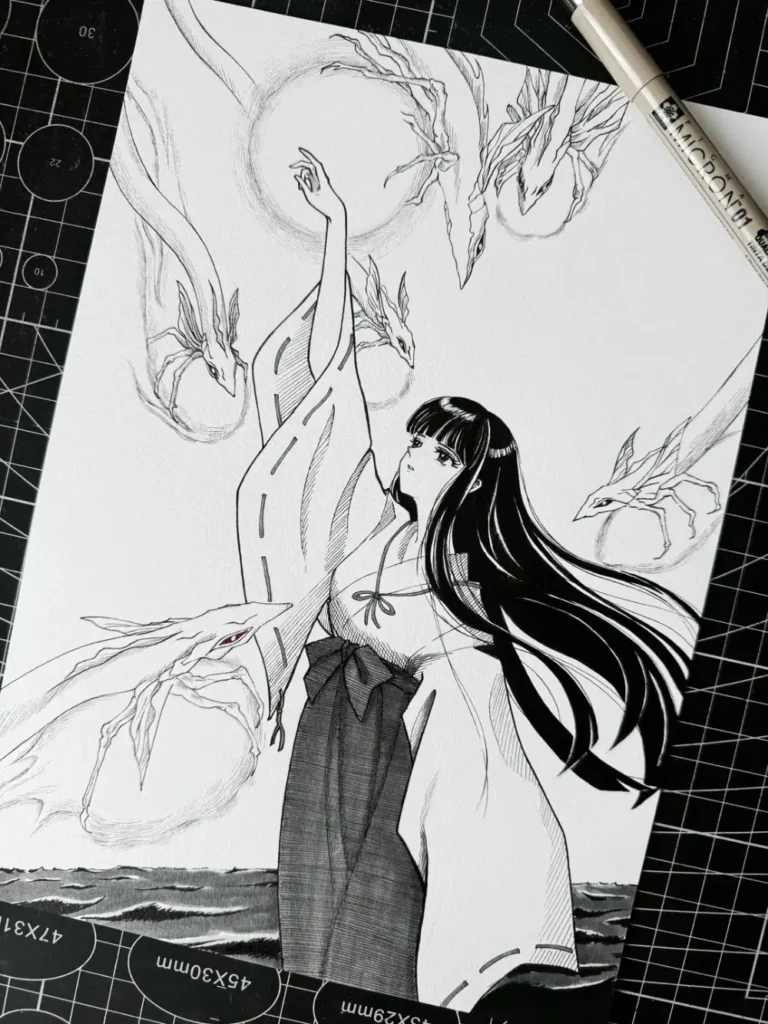 tranh vẽ anime cổ trang nhân vật nữ