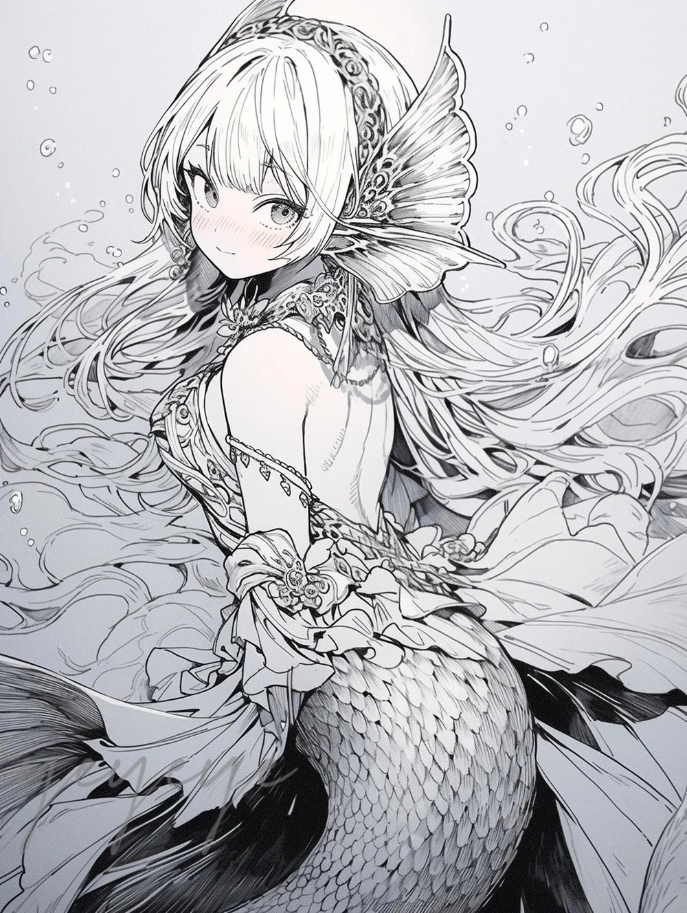 vẽ anime nàng tiên cá sáng tạo