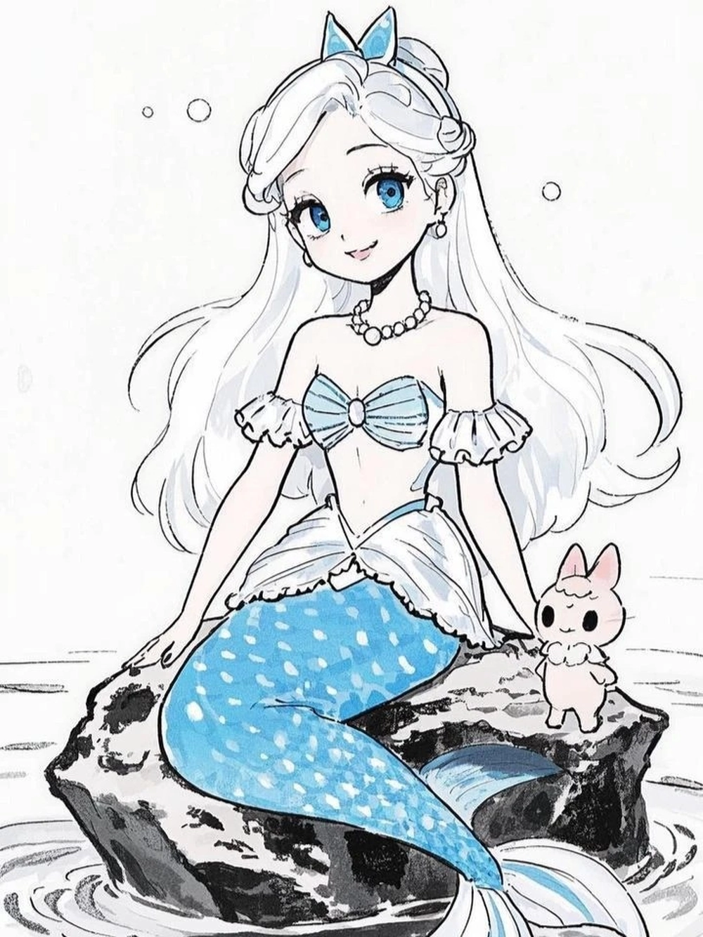 vẽ đơn giản nàng tiên cá cho bé