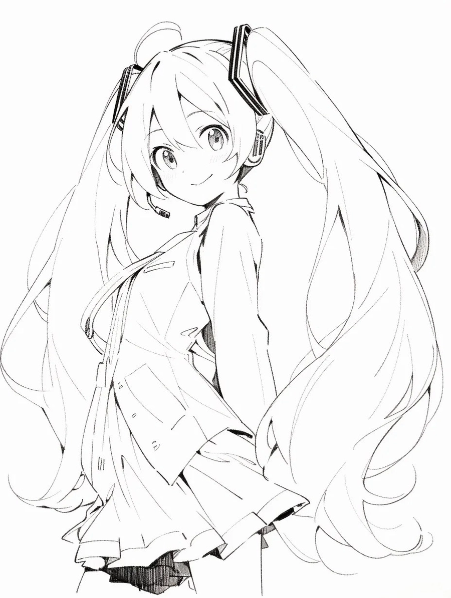 vẽ miku anime dễ thương phong cách nhật