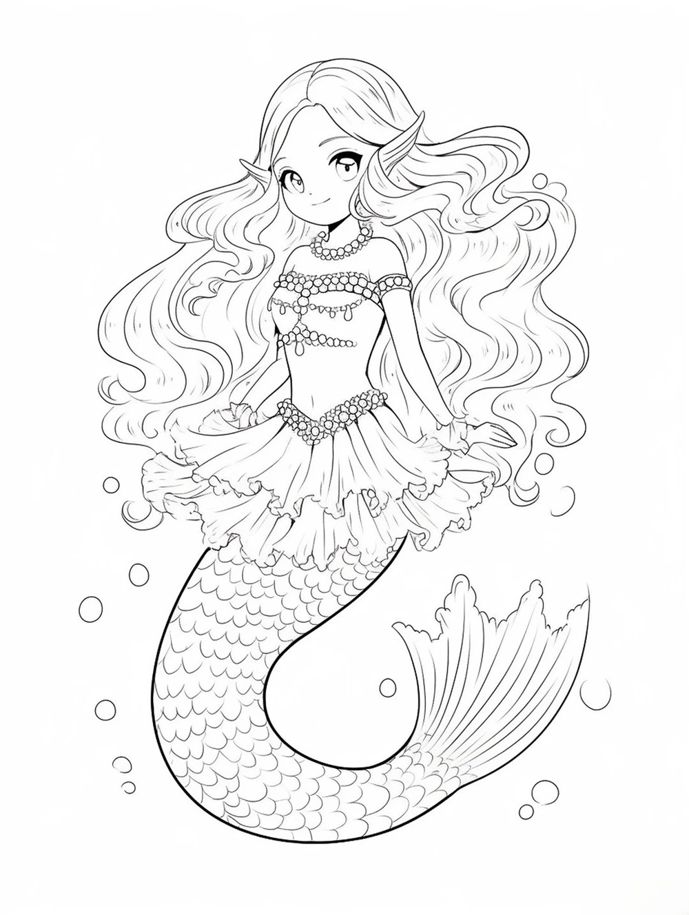 vẽ nàng tiên cá đẹp phong cách anime