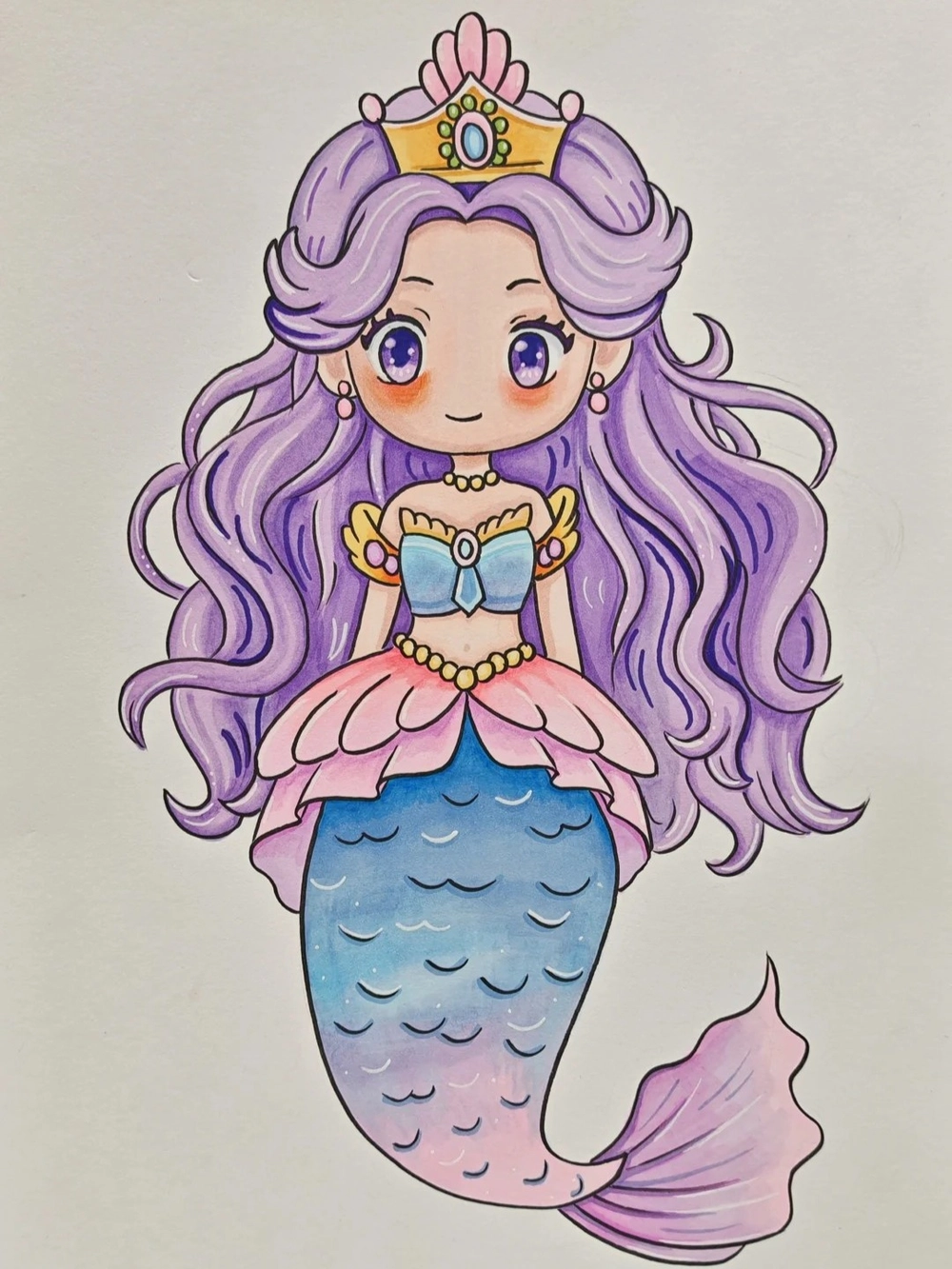 vẽ nàng tiên cá đơn giản bằng bút chì