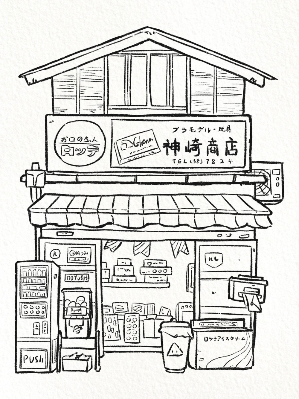 vẽ nhà anime chi tiết kiến trúc