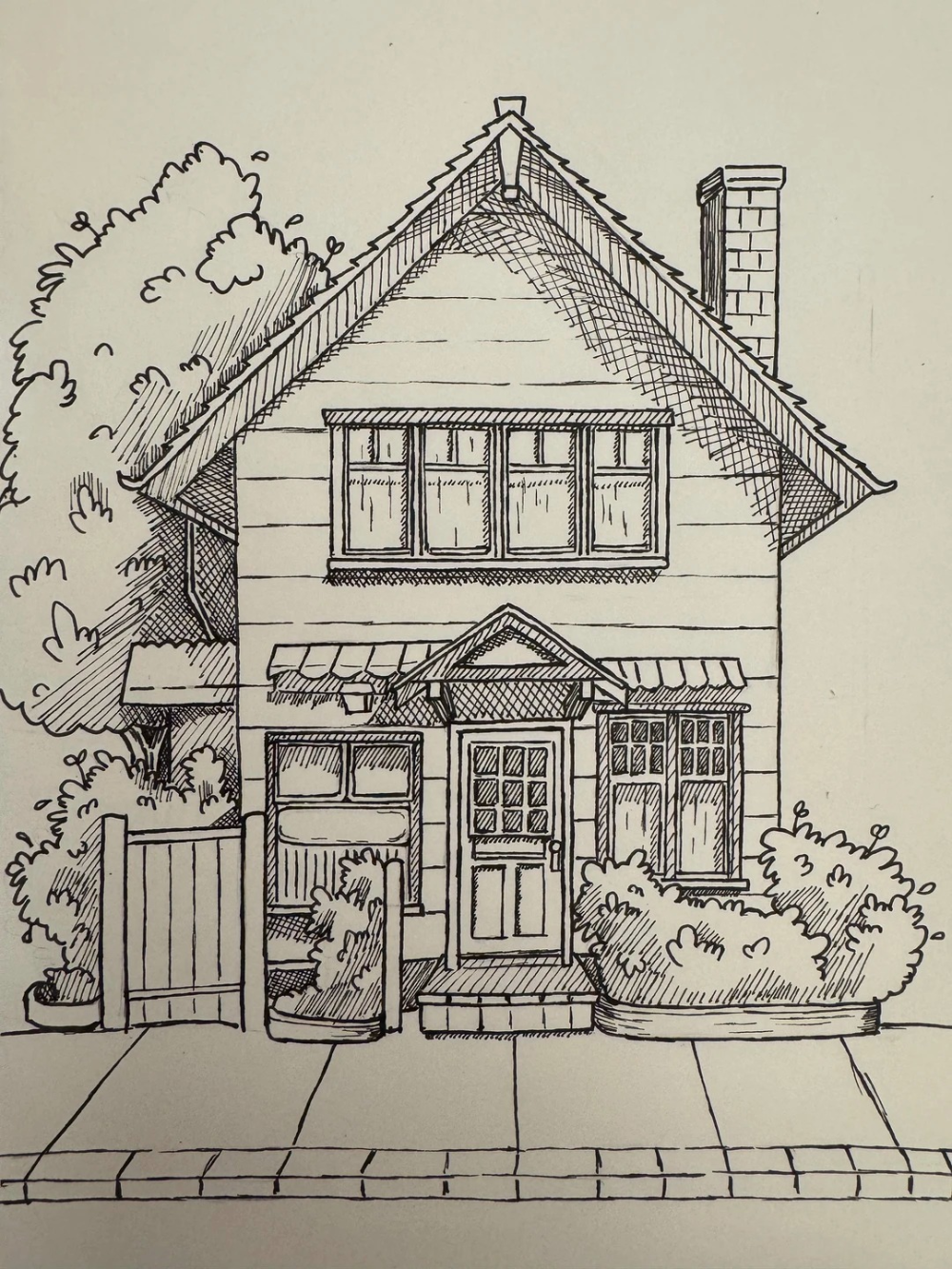 vẽ nhà anime nền trời xanh