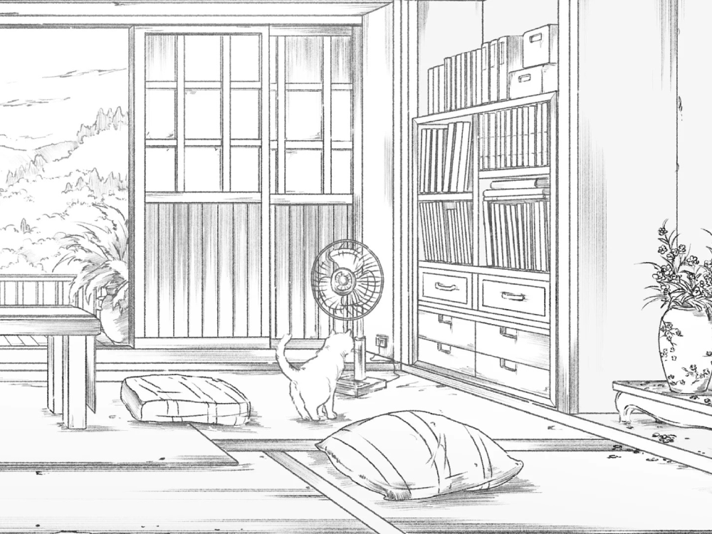 vẽ nhà anime phong cảnh yên bình