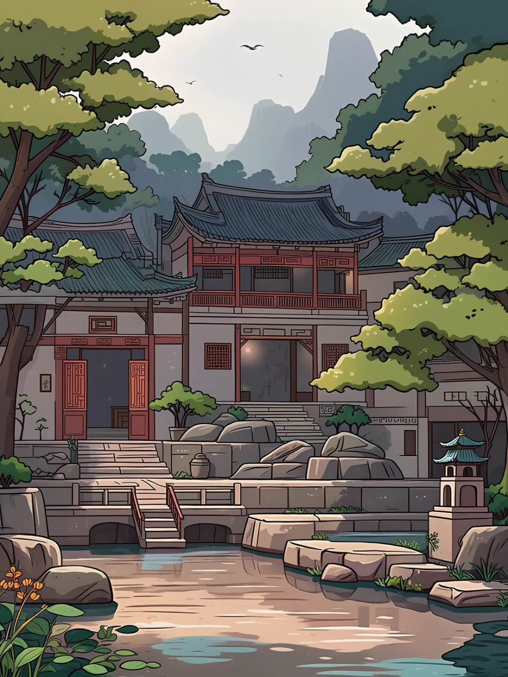 vẽ nhà trong anime cổ điển