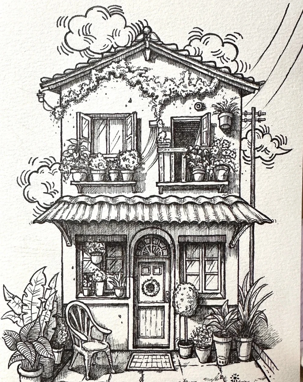 vẽ nhà trong anime dễ thương