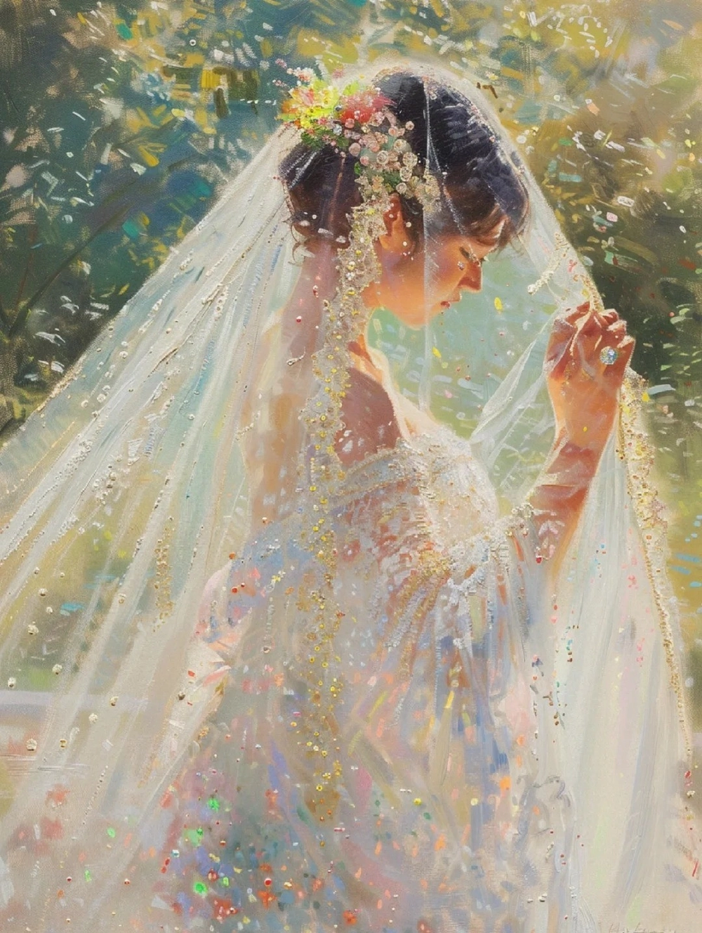 ảnh vẽ anime cô dâu trong lễ cưới