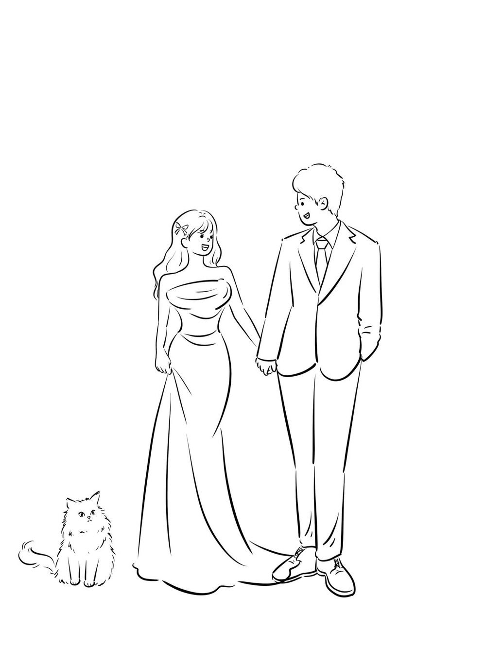 ảnh vẽ anime cô dâu váy trắng tinh khôi