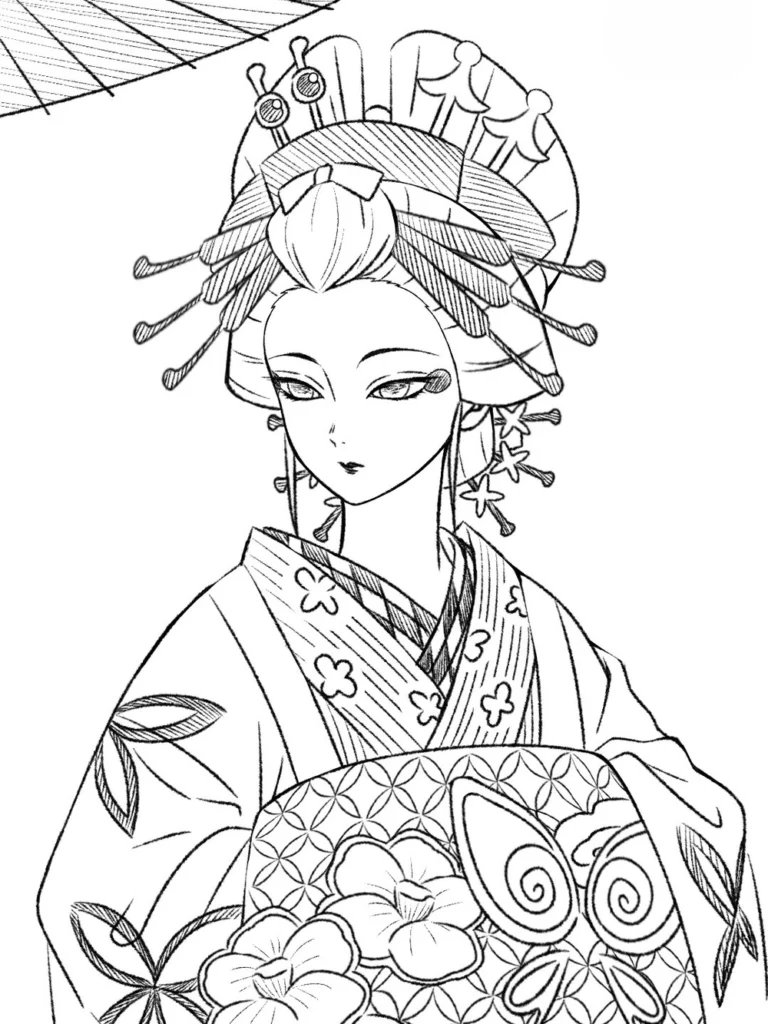 ảnh vẽ anime kimono cosplay nghệ thuật